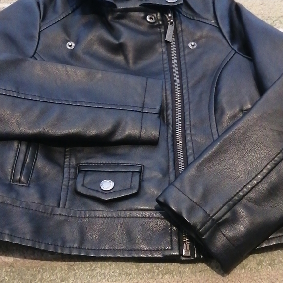 Girl's Faux Leather Jacket - Picture 7 of 9